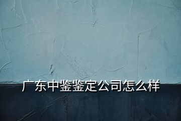 廣東中鑒鑒定公司怎么樣