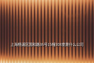 上海楊浦區(qū)國(guó)和路36號(hào)15幢308室是什么公司