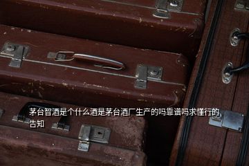 茅臺智酒是個什么酒是茅臺酒廠生產(chǎn)的嗎靠譜嗎求懂行的告知