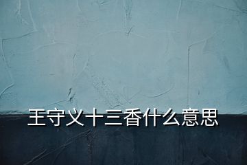 王守義十三香什么意思